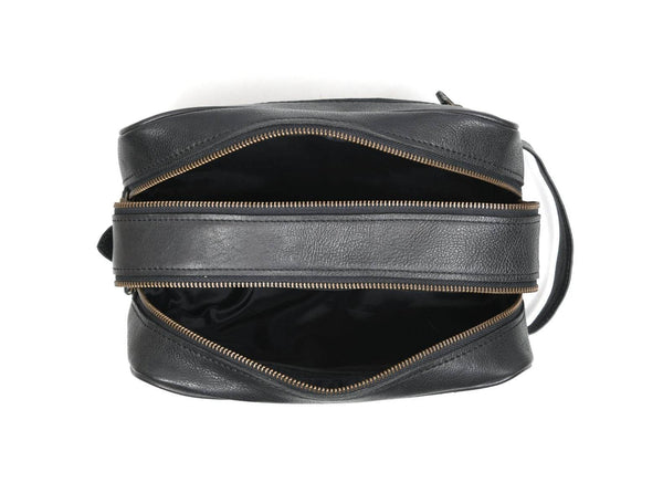 Tampa Leather Toiletry Bag - Raven Black - Aaron Leather Goods