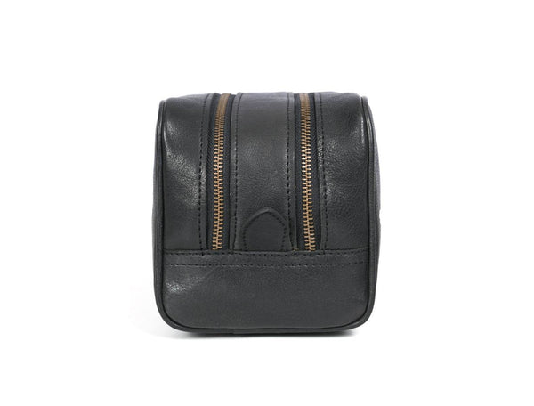 Tampa Leather Toiletry Bag - Raven Black - Aaron Leather Goods