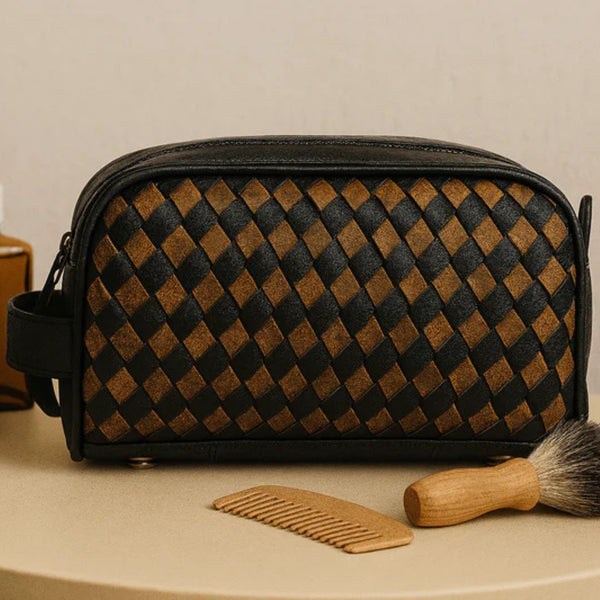 Dallas Upcycled Leather Toiletry Bag - Aaron Leather Goods