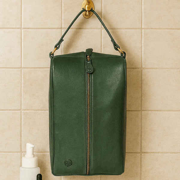 Andalusia Leather Shoe Bag - Green - Aaron Leather Goods