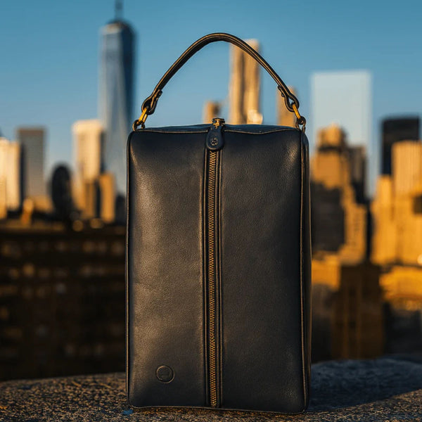 Andalusia Leather Shoe Bag - Black ( WB - 118 - E ) - Aaron Leather Goods