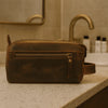 Arousa Leather Toiletry Bag - Brown - Aaron Leather Goods