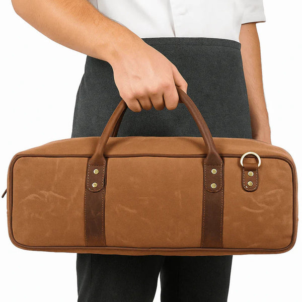 Malaga Canvas Knife Bag - Coffee - Aaron Leather Goods