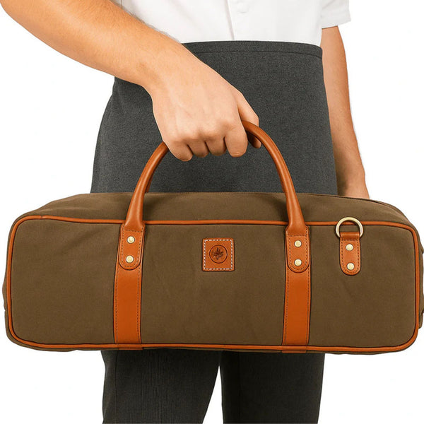 Malaga Canvas Knife Roll & Bag Combo - Moss Green - Aaron Leather Goods