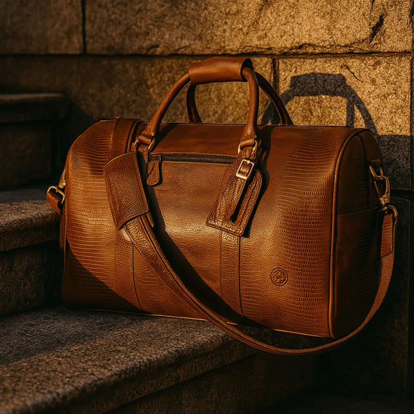 Austin Leather Overnight Bag - Cerulian - Aaron Leather Goods
