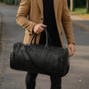 Cordoba Leather Barrel Bag - Raven Black - Aaron Leather Goods