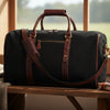 Pomona Leather Suede Weekender Bag - Black - Aaron Leather Goods