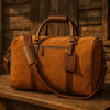Pomona Leather Suede Weekender Bag - Brown - Aaron Leather Goods