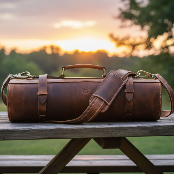 Кожаный чехол для ножей Vicenza - карамельно-коричневый