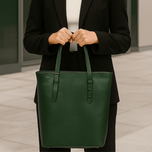 Abron Leather Tote Bag For Women - Green - Aaron Leather Goods