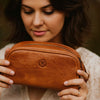 Omaha Leather Toiletry Bag - Tawny Brown - Aaron Leather Goods