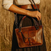 Handmade Vintage Leather Tote Bag for Women – Rustic Satchel Shoulder Handbag with Crossbody Strap & Detachable Pouch – Stylish Work & Travel Laptop Bag - Aaron Leather Goods