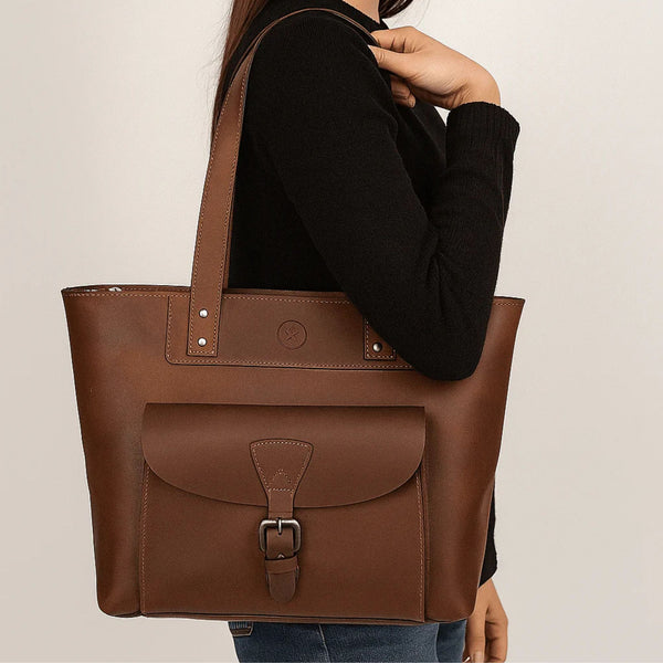 Velour Leather Tote Bag - Aaron Leather Goods