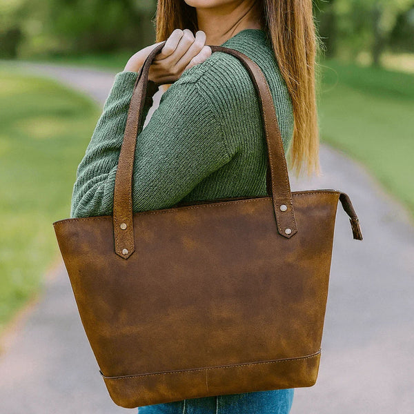 Mieres Travel Tote Bag – Chestnut - Aaron Leather Goods