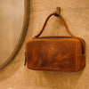 Manresa Leather Toiletry Bag - Caramel Brown