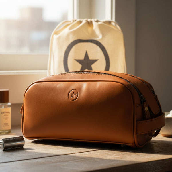 Omaha Leather Toiletry Bag - Multicolor - Aaron Leather Goods