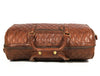 Spokane Diamond Stitched Leather Texture Weekender Bag - Shiny Brown