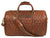 Spokane Diamond Stitched Leather Texture Weekender Bag - Shiny Brown