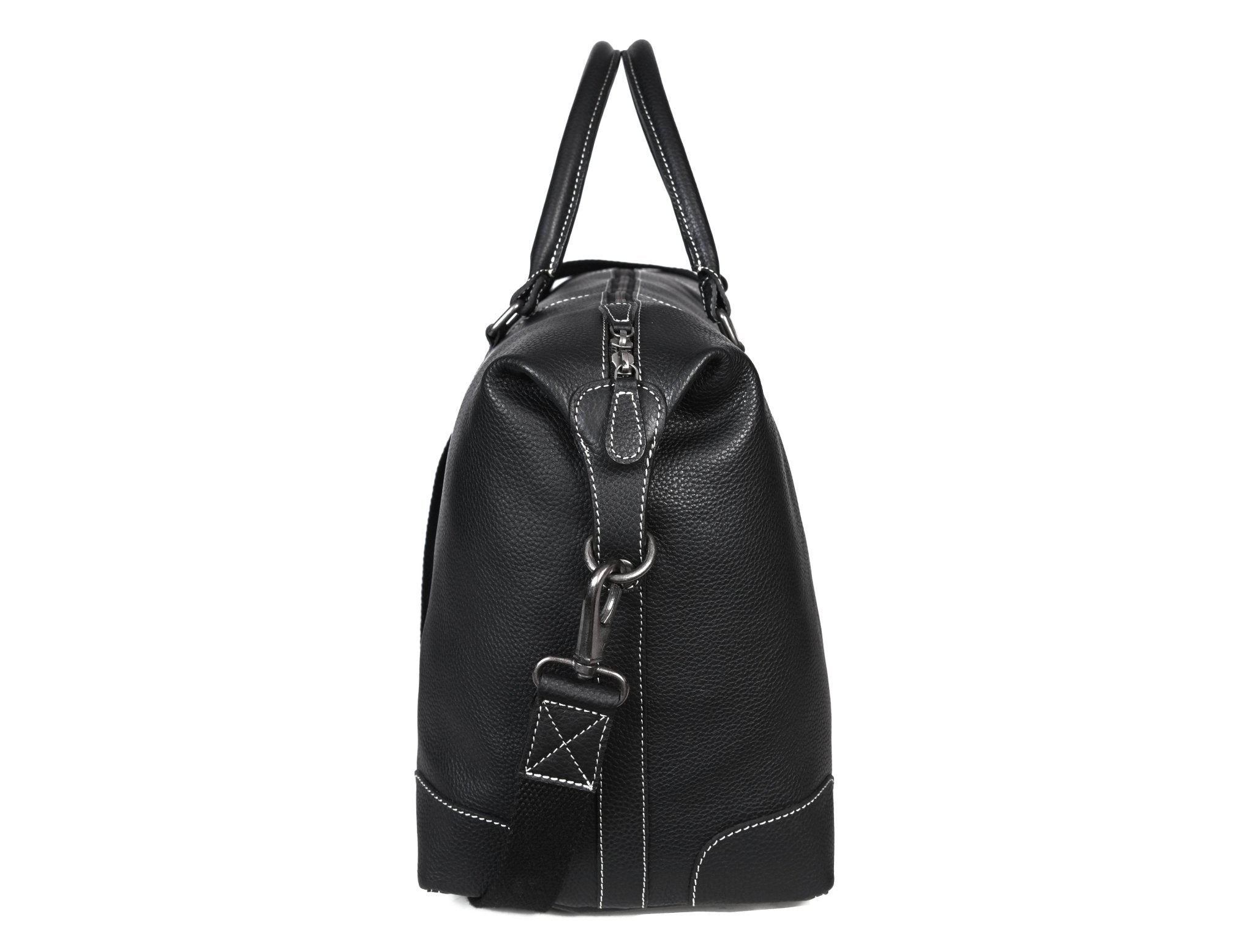 Aaron Leather Goods Women's Full-Grain Black Leather Duffel Bag
