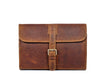 Premium Full-Grain Leather Hanging Toiletry Bag for Men – Travel Dopp Kit with Multiple Compartments & Hook – Vintage Brown