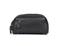 Amethyst Glow Leather Toiletry Bag - Black