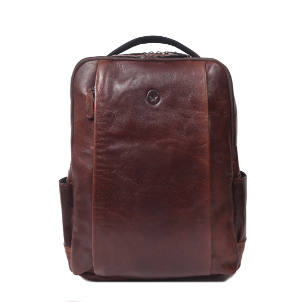 Alderway Brown Leather Commuter Backpack