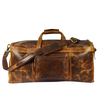 Vintage Crazy Horse Leather Duffle Bag for Travel & Weekender Trips | 23 Inch Full-Grain Leather Holdall