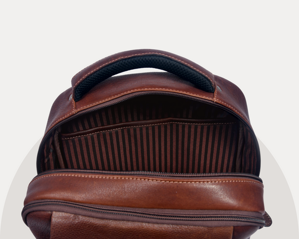 Premium Full-Grain Brown Leather Laptop Backpack – Stylish & Durable Travel Companion