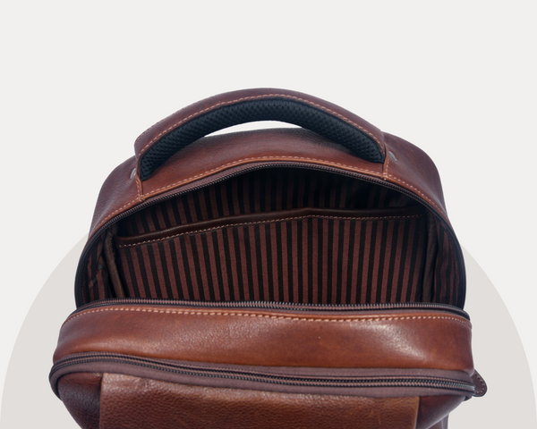 Premium Full-Grain Brown Leather Laptop Backpack – Stylish & Durable Travel Companion