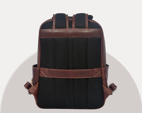 Premium Full-Grain Brown Leather Laptop Backpack – Stylish & Durable Travel Companion