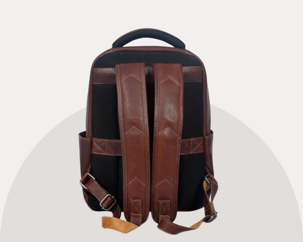 Premium Full-Grain Brown Leather Laptop Backpack – Stylish & Durable Travel Companion
