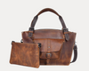 Handmade Vintage Leather Tote Bag for Women – Rustic Satchel Shoulder Handbag with Crossbody Strap & Detachable Pouch – Stylish Work & Travel Laptop Bag