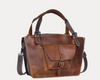 Handmade Vintage Leather Tote Bag for Women – Rustic Satchel Shoulder Handbag with Crossbody Strap & Detachable Pouch – Stylish Work & Travel Laptop Bag