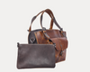 Handmade Vintage Leather Tote Bag for Women – Rustic Satchel Shoulder Handbag with Crossbody Strap & Detachable Pouch – Stylish Work & Travel Laptop Bag