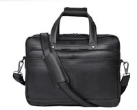Premium Black Leather Laptop Bag for Men – Stylish Office Briefcase with Shoulder Strap | Business Travel Work Bag