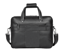 Premium Black Leather Laptop Bag for Men – Stylish Office Briefcase with Shoulder Strap | Business Travel Work Bag