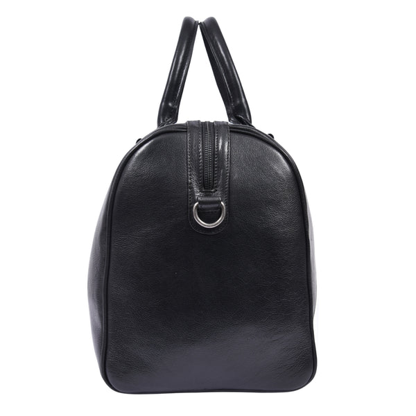 Luxury Black Leather Weekender Duffle Bag