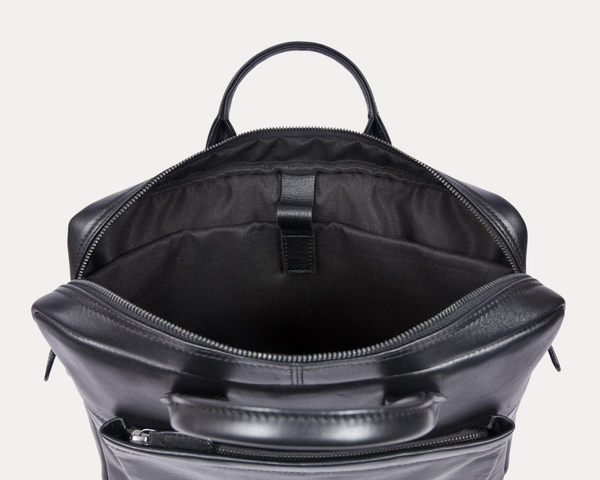Genuine Black Leather Laptop Bag for Men – Slim Office Briefcase with Shoulder Strap | Professional Business Travel Work Bag