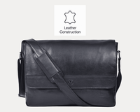 Premium Black Leather Messenger Bag Laptop Shoulder Briefcase for Men & Women