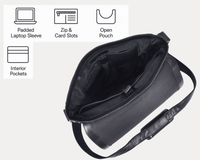 Premium Black Leather Messenger Bag Laptop Shoulder Briefcase for Men & Women