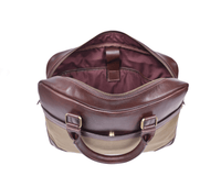 Premium Full-Grain Leather & Canvas Laptop Briefcase for Men | Handmade Office & Travel Bag by Aaron Leather Goods