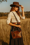 Handmade Vintage Leather Tote Bag for Women – Rustic Satchel Shoulder Handbag with Crossbody Strap & Detachable Pouch – Stylish Work & Travel Laptop Bag