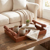 LuxeCraft Leather & Wood Serving Tray - Tan
