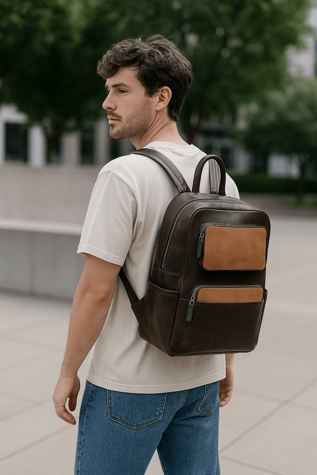 Aaron Leather Goods – Premium Leather and Suede Backpack