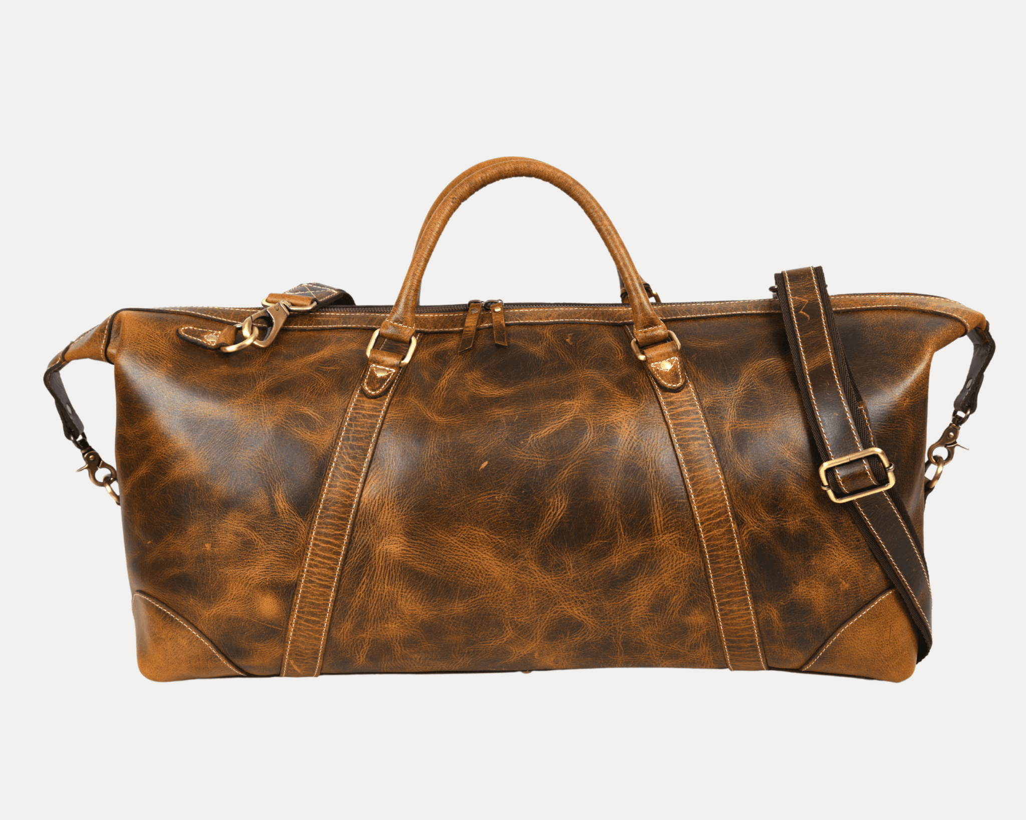 Aaron Leather Goods Women's Genuine Full-Grain Leather Duffel Bag - Brown Aaron Leather Goods Women's Genuine Full-Grain Leather Duffel Bag - Brown