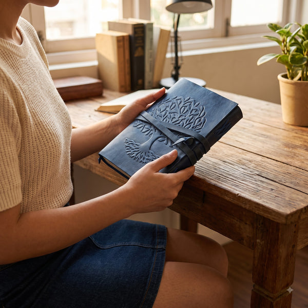 Vintage Leather Journal with Tree of Life | Handmade Rustic Diary