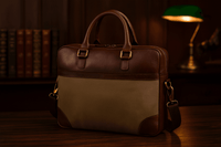 Premium Full-Grain Leather & Canvas Laptop Briefcase for Men | Handmade Office & Travel Bag by Aaron Leather Goods