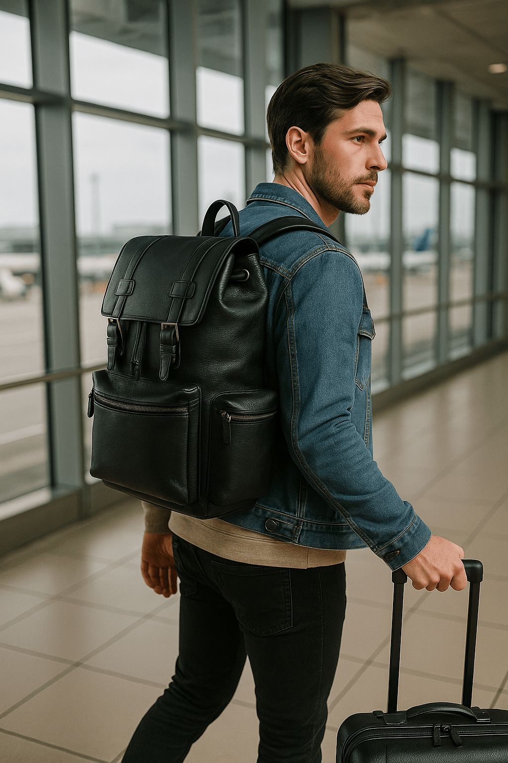 black leather backpack travel Vintage Full-Grain Leather Backpack – Travel, Work & Laptop Bag