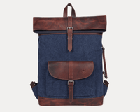 Vintage Blue  Canvas & Leather Backpack