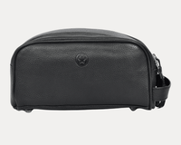Amethyst Glow Leather Toiletry Bag - Black